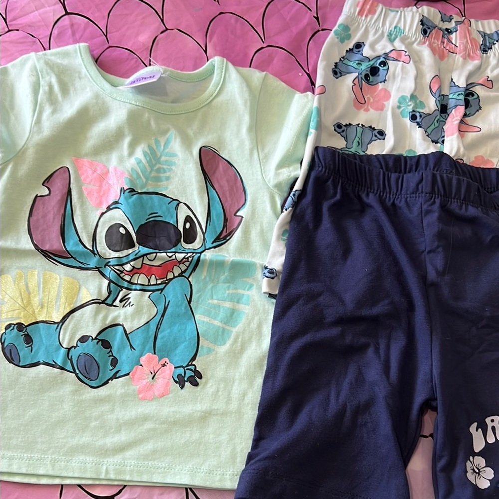 Disney Green and Blue Pajama Set with Stitch Print